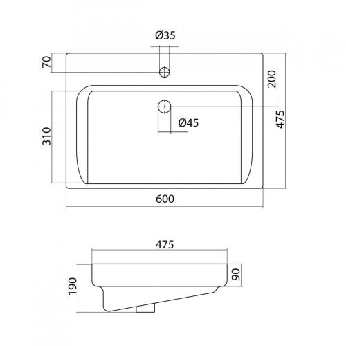 Раковина керамическая Onika Тигода 1WH302082 60х50 накладная цвет белый 1 отверстие под смеситель - фото 4