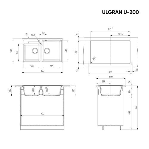 Кухонная мойка Ulgran Classic U-200-345 85х50 цвет коричневый - фото 2