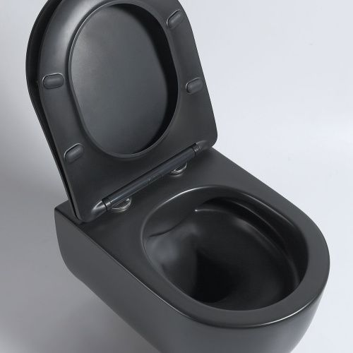 Унитаз подвесной Vincea Evo VT1-34SMB черный с сиденьем микролифт безободковый душевой смыв - фото 2