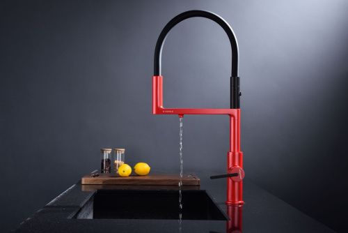 Смеситель для кухни Paulmark TORNADO To213402-FI на мойку черный/красный - фото 2