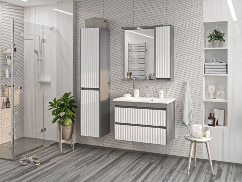 Зеркало-шкаф Brevita Balaton BAL-04080-01-01П 80х80 подвесной цвет белый/серый - фото 5