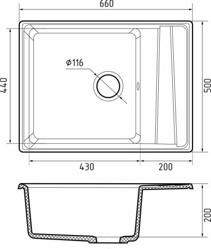 Кухонная мойка Granfest Level LV-660L кашемир 65х50 цвет бежевый поверхность матовая - фото 3