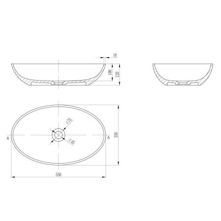 Раковина из искусственного камня Abber Stein AS2635 60х40 накладная цвет белый без отверстий под смеситель