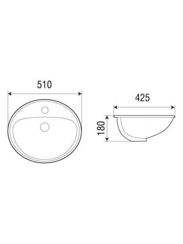 Раковина из сантехнического фаянса WeltWasser WW SK 10000004604 40 см встраиваемая цвет белый 1 отверстие под смеситель - фото 3