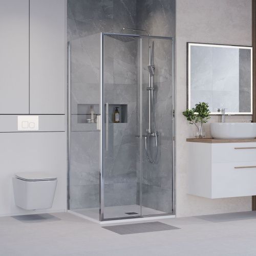 Душевой уголок Niagara Nova NG-64-9A-A100-34 100х90 стекло прозрачное профиль хром без поддона - фото 2