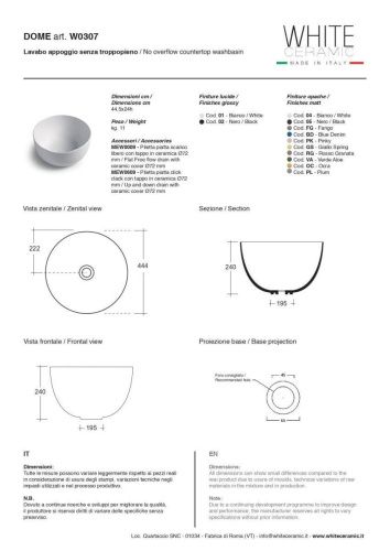 Раковина керамическая White Ceramic Dome W030705 40х40 накладная цвет черный - фото 3