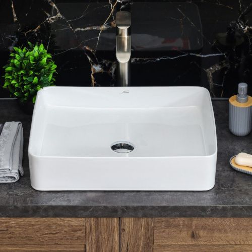 Раковина из сантехнического фарфора Melana 7050K-805 50х40 накладная цвет белый без отверстий под смеситель - фото 3