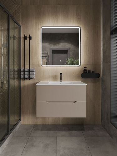 Тумба с раковиной Orange Line Li-80TuL+Ra 80х50 подвесная цвет коричневый - фото 4