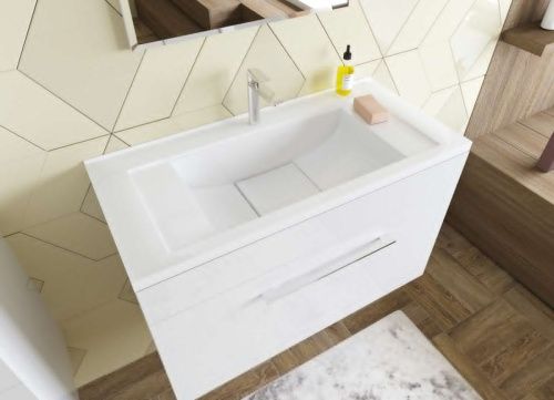 Раковина из искусственного камня Эстет Элин ФР-00014967 80х40 накладная цвет белый 1 отверстие под смеситель - фото 4