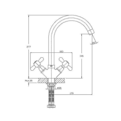 Смеситель для кухни Haiba HB25 HB4525 на мойку хром - фото 2