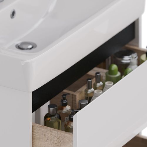 Тумба под раковину LeMark Combi LM03C80T-black 70х40 напольная цвет белый - фото 4