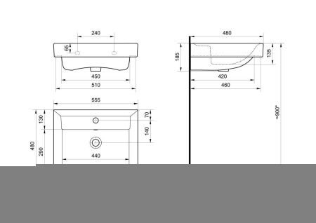 Раковина из сантехнического фарфора Santek Тигода WH302126 60х50 накладная цвет белый