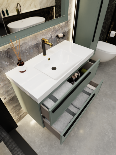 Тумба с раковиной La Fenice Elba TWIN NFNC-01-ELB-G-100-2-3-100 100х50 подвесная цвет серый - фото 5