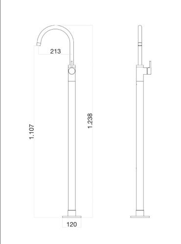 Смеситель Webert RI832101560 напольный черный - фото 3