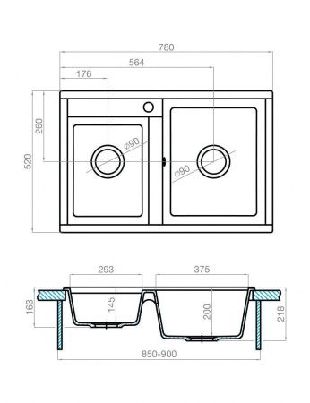 Кухонная мойка Aquaton Делия 78 1A723132DE260 80х50 цвет бежевый