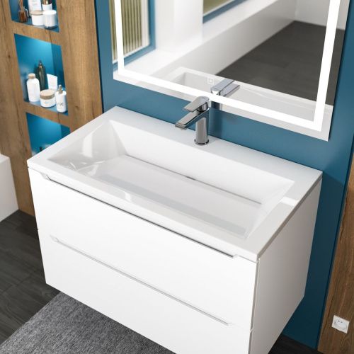 Раковина из искусственного камня Uperwood Olivia ROlivia80wg 80х50 полувстраиваемая цвет белый - фото 2