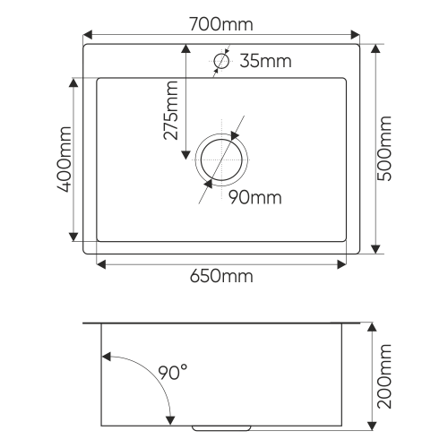 Кухонная мойка Melana ProfLine MLN-R7050H 70х50 цвет серый поверхность матовая - фото 2