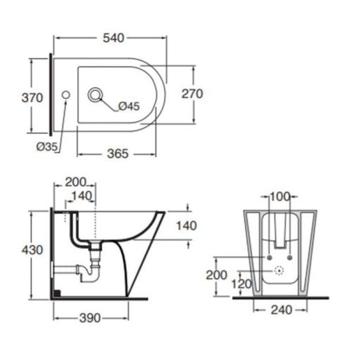 Биде напольное Azzurra Jubilaeum FMBIT000000MBI*1/(FOR500 bi*1) цвет белый - фото 2