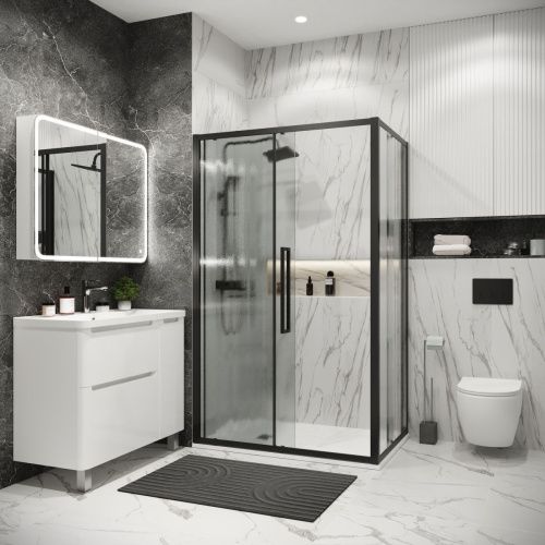 Душевой уголок Grossman Cosmo 120.K33.02.1080.21.02 100х80 стекло текстурное профиль черный без поддона - фото 5