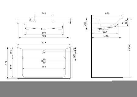 Раковина из сантехнического фарфора Santek Тигода WH302084 80х50 накладная цвет белый