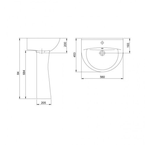 Раковина из сантехнического фарфора Santeri Виктория крап на белом 131116S0111B0 60х50 подвесная цвет белый - фото 3