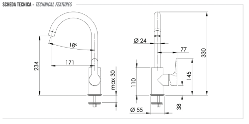 Смеситель для кухни Remer Winner W72 на столешницу хром - фото 2