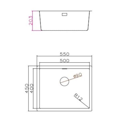 Кухонная мойка Grandex Aqua PROLINE 55 3002063 55х45 цвет серый поверхность матовая - фото 3