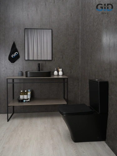 Раковина керамическая Gid Geométrico 53364 50х40 накладная цвет черный 1 отверстие под смеситель - фото 4