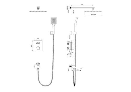 Душевая система Wonzon & Woghand WW-88929003-MB встраиваемая в стену цвет черный с термостатом - фото 2