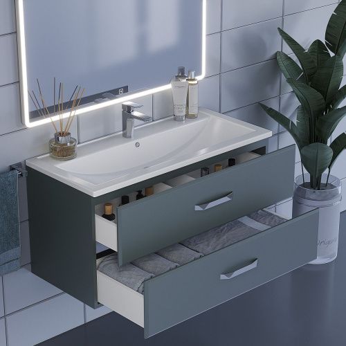 Тумба с раковиной Uperwood Foster 291020543 100х50 цвет серый - фото 5