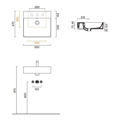 Раковина керамическая Catalano Premium 220500001 50 см подвесная цвет белый без отверстий под смеситель - фото 2