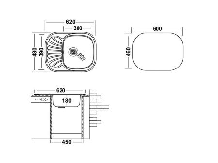 Кухонная мойка Ukinox Галант GAL620.480 -GT8K 1R 50х60 цвет нержавеющая сталь поверхность полированная