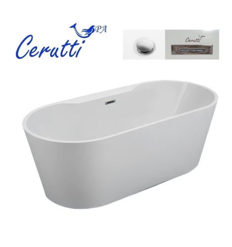 Ванна акриловая Cerutti SPA CT7766 170х80 отдельностоящая овальная с ножками - фото 4