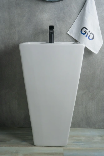 Раковина керамическая Gid Autonomo 81103 50х50 напольная цвет белый 1 отверстие под смеситель - фото 4