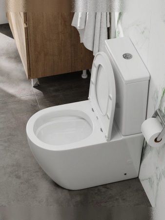 Унитаз напольный с бачком Teymi Lina T40120 белый с сиденьем микролифт безободковый каскадный смыв