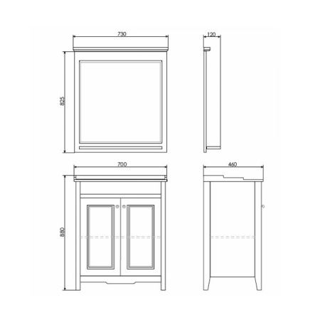 Зеркало Comforty Тбилиси 00003132631CF 80х70 подвесное