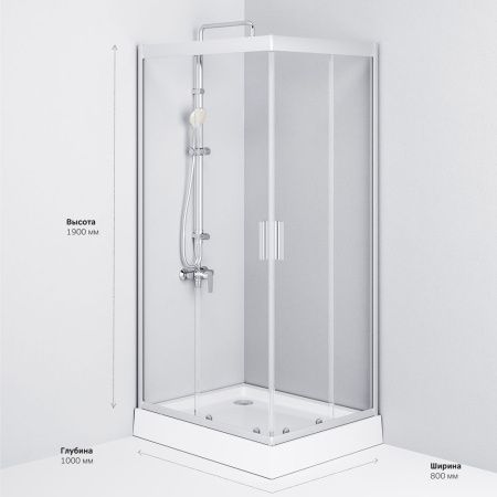 Душевой уголок Am.Pm Gem W90G-404-100280-MT 100х80 стекло прозрачное профиль хром без поддона