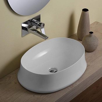 Раковина из сантехнического фаянса Simas SHARP SH04bi*0 60х40 накладная цвет белый без отверстий под смеситель