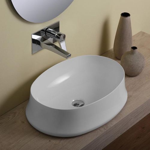 Раковина из сантехнического фаянса Simas SHARP SH04bi*0 60х40 накладная цвет белый без отверстий под смеситель