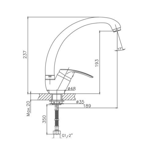 Смеситель для кухни Cron CN4139-2 на мойку хром - фото 3