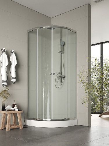 Душевой уголок Agger A01-080TCR 78х78 стекло прозрачное профиль хром глянцевый с поддоном - фото 2