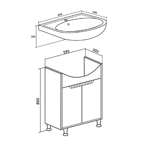 Тумба под раковину Runo ЭКО 00-00001327 60х30 напольная цвет белый/серый - фото 3
