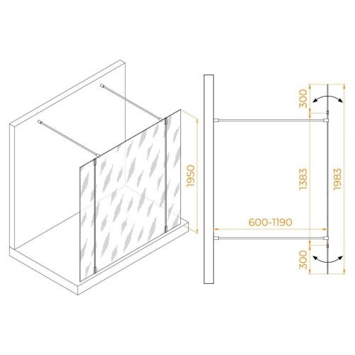 Душевая перегородка RGW Walk In 351005243-16 140х195 стекло прозрачное профиль золото - фото 2