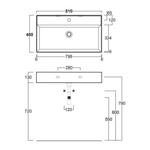 Раковина из сантехнического фаянса Simas Agile AG81 bi*1 80х50 подвесная цвет белый 1 отверстие под смеситель - фото 2