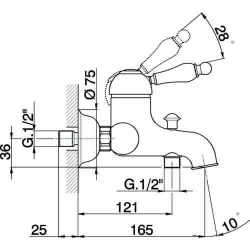 Смеситель для ванны Cisal Arcana Empress EM00013021 Акция настенный хром - фото 2