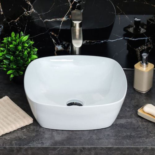 Раковина из сантехнического фарфора Melana A500C-805 40х40 накладная цвет белый без отверстий под смеситель - фото 3