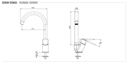 Смеситель для кухни Remer Vanity V42B на мойку хром - фото 2