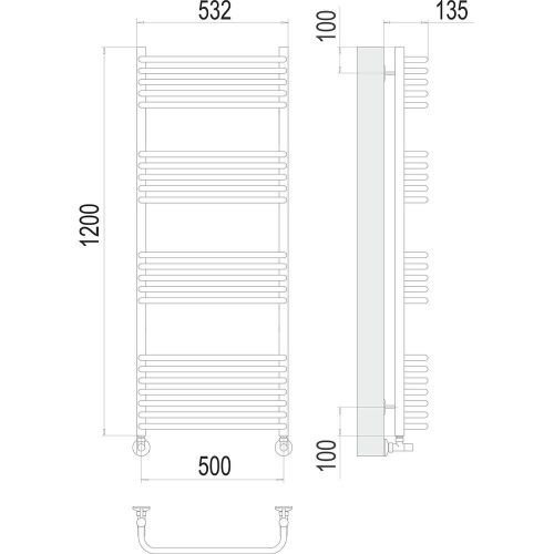 Полотенцесушитель водяной Terminus 4670078529817 55х120 хром - фото 3