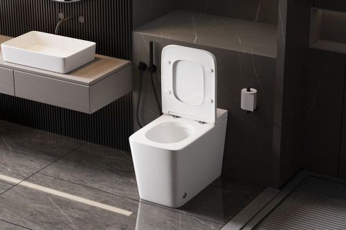 Унитаз приставной Abber Rechteck AC1213P белый с сиденьем микролифт импульсный смыв - фото 4