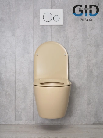 Унитаз подвесной Gid Convexo 62210Y бежевый с сиденьем микролифт безободковый смыв торнадо